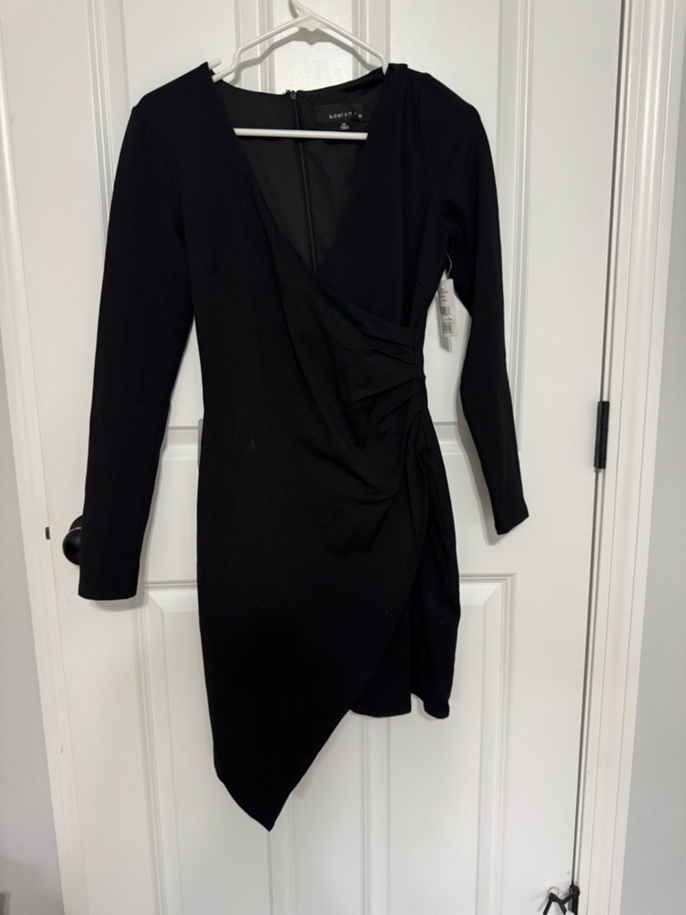 Nordstrom - Adelyn Rae Black Long-Sleeve Asymmetrical Wrap Dress NWT
